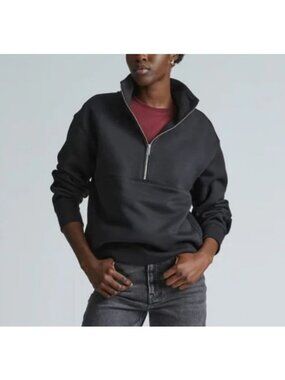 Everlane The ReTrack Half-Zip Sweatshirt Women's Size XS in Black New With Tags!